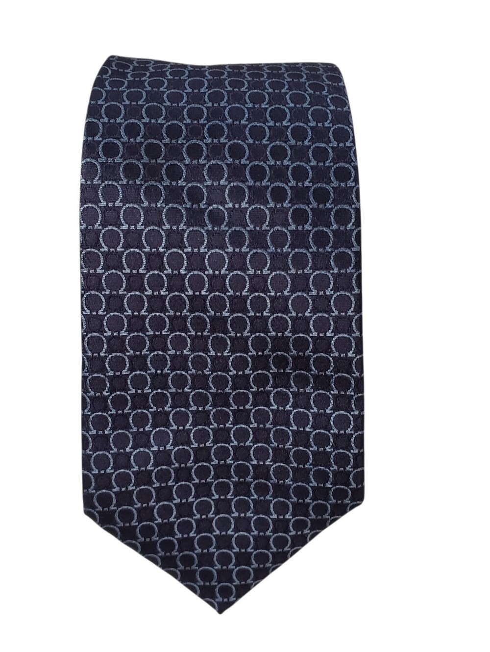 Salvatore Ferragamo Men's Navy Blue Geometric Silk Tie